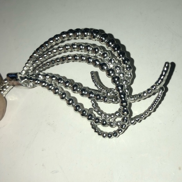 Vintage Elegant Silver-like Beaded brooch/ scarf pin-modern-like /yet simplstic - Picture 3 of 5